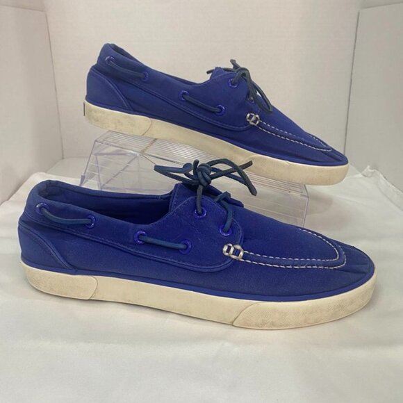 Polo Ralph Lauren Canvas Sander P Boat Shoes Blue Moc Toe Casual Sneaker 9.5D - Picture 2 of 12